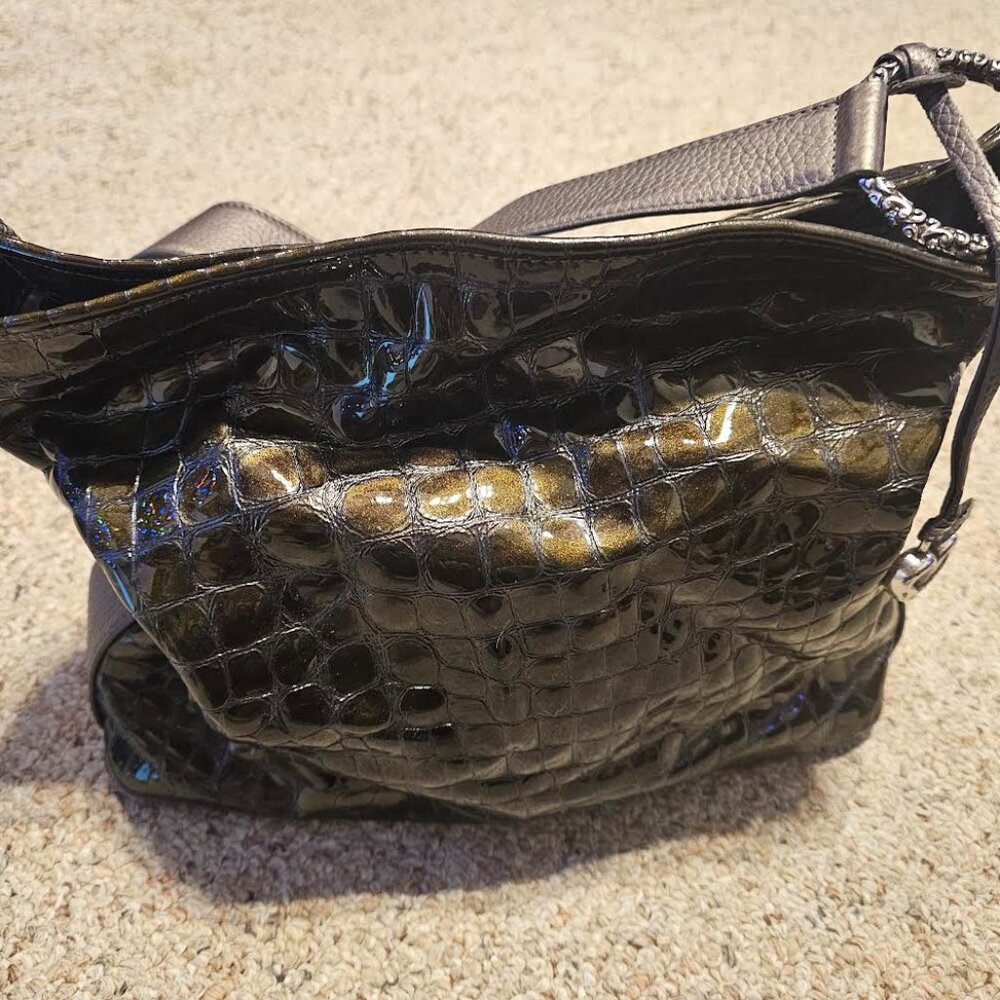 Brighton Dark Brown Patent Leather Bag LIKE NEW!
